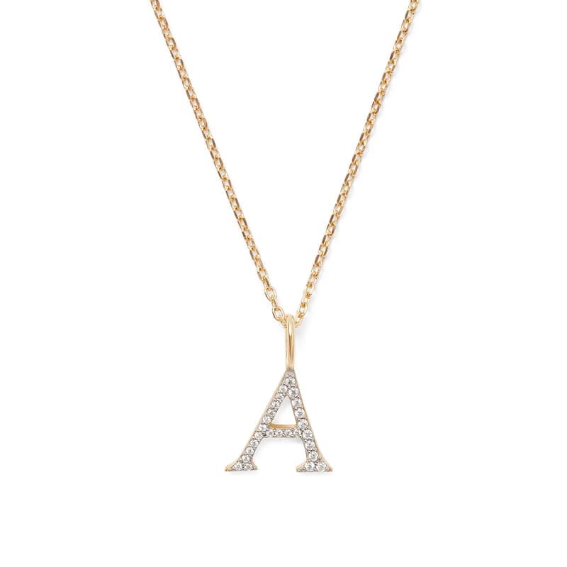 Aspinal of London Diamond Initial Necklace in 14ct Gold - Letter A