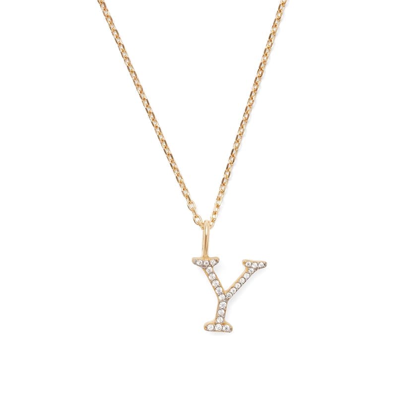 Aspinal of London Diamond Initial Necklace in 14ct Gold - Letter Y