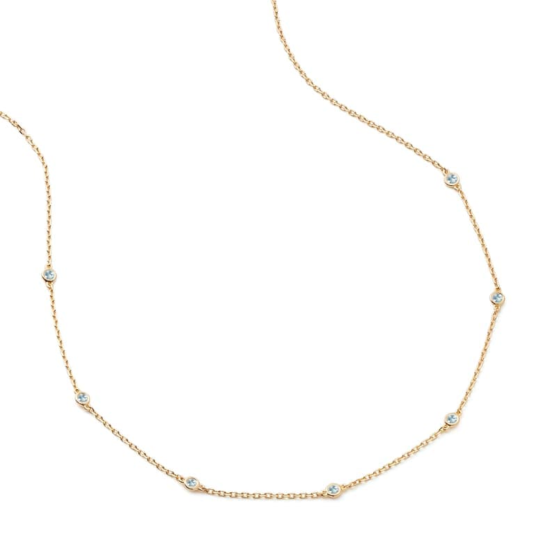 Aspinal of London Celeste Swiss Blue Topaz Necklace in 14ct Gold