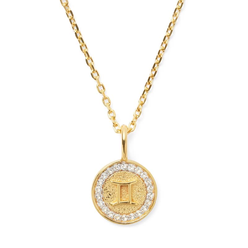 Aspinal of London Gemini Zodiac Pendant Necklace in 18ct Gold Vermeil
