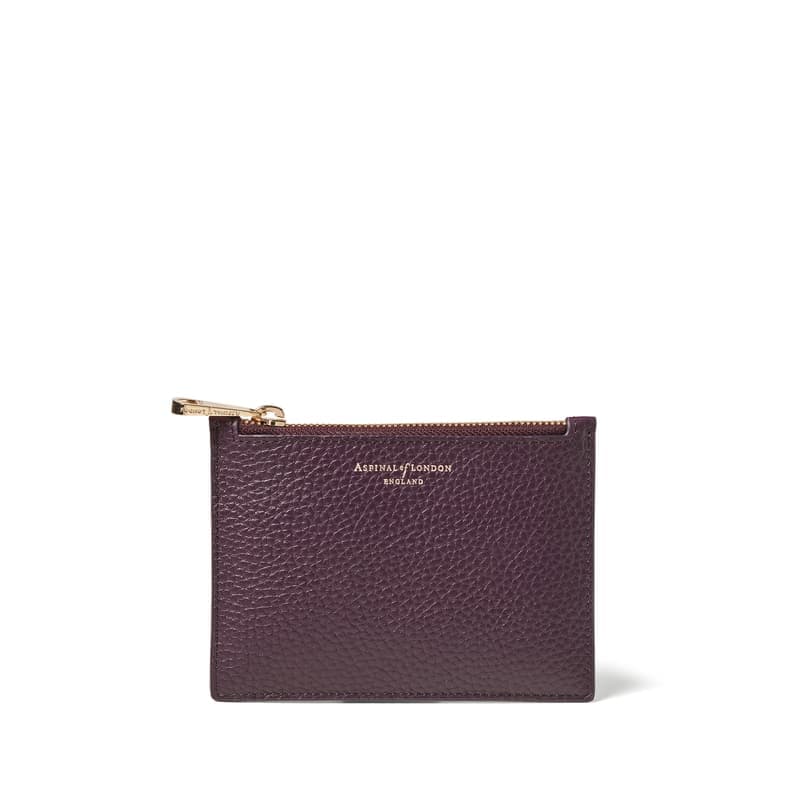 Aspinal of London Small Essential Flat Pouch in Fig Pebble