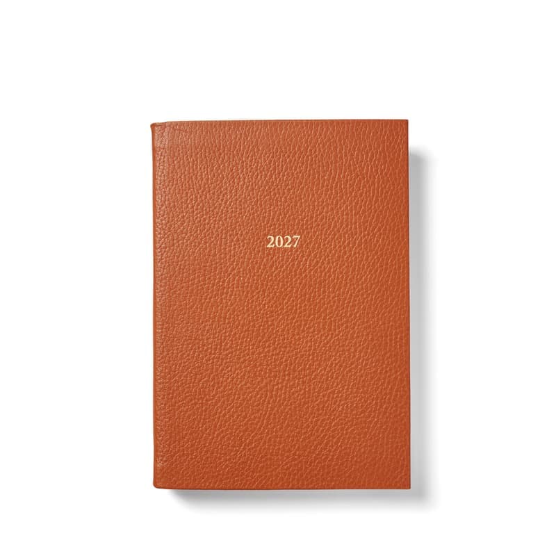 Aspinal of London 2027 A5 Day to Page Diary in Marmalade Pebble