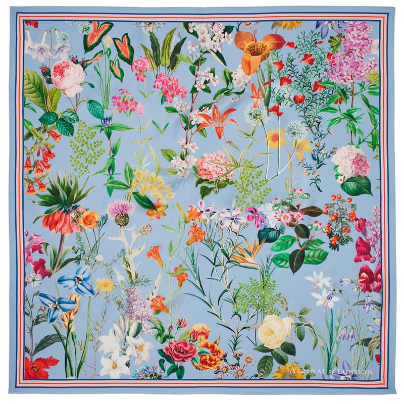 Aspinal of London Garden Silk Scarf in Multi-Coloured Pure Silk