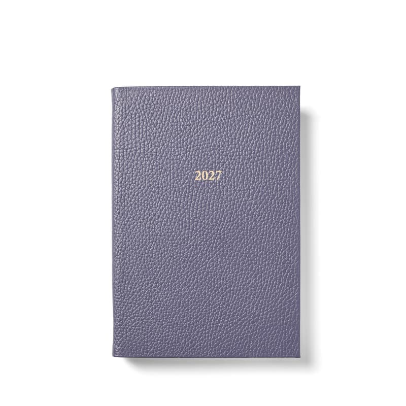 Aspinal of London 2027 A5 Day to Page Diary in Dusky Blue Pebble