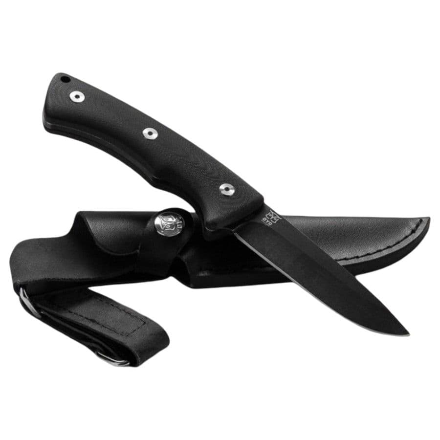 Oyo Falketind Knife W/ Leather Sheath, vandrekniv, svart
