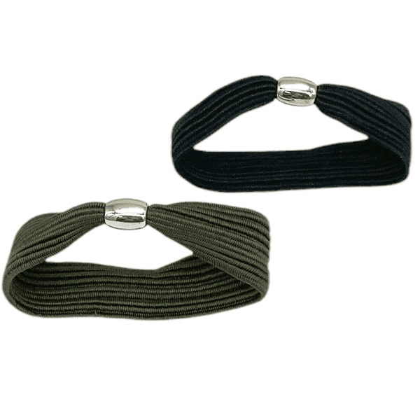 Bellizza Hårstrikker Svart & Grønn 2pk | Gullperle | 55mm
