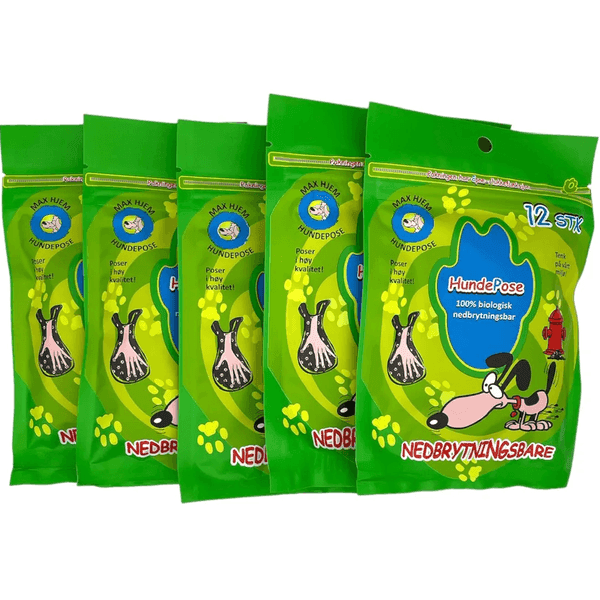 Nedbrytbare Hundeposer 5x12pk | Storpakk | 60stk