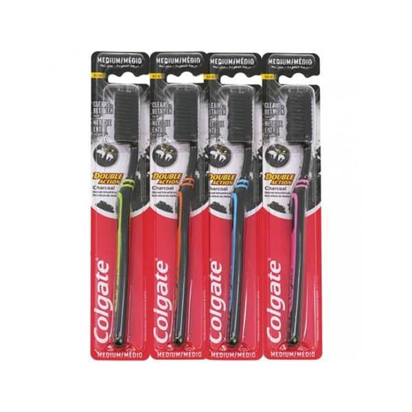 Colgate Double Action Charcoal Tannbørste Medium 1stk