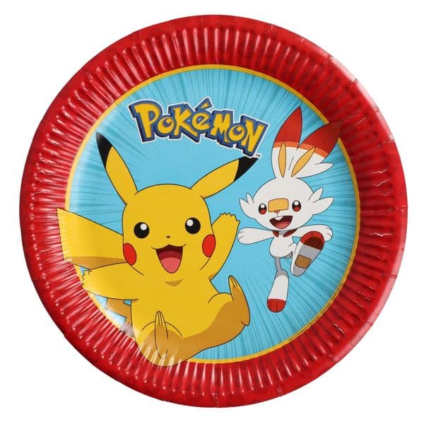 Pokémon Papptallerkener Pikachu & Scorbunny 23cm 8pk