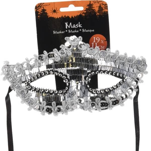 Maskerademaske Sølv/Sort