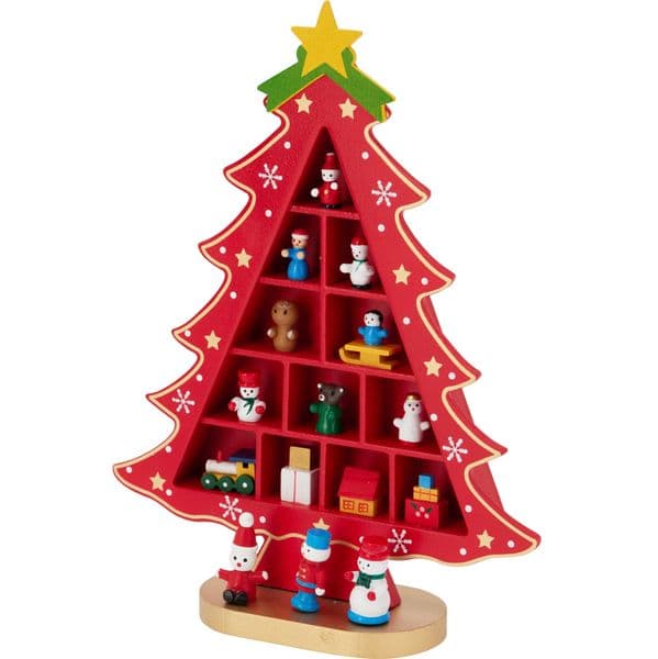 Juletre i tre med 12 figurer | Koselig juledekor | Klassisk pynt