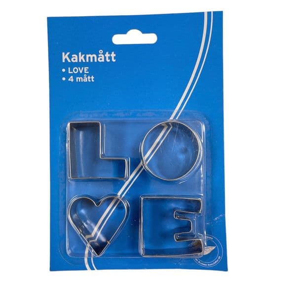 Kakeformer tekst LOVE 4pk