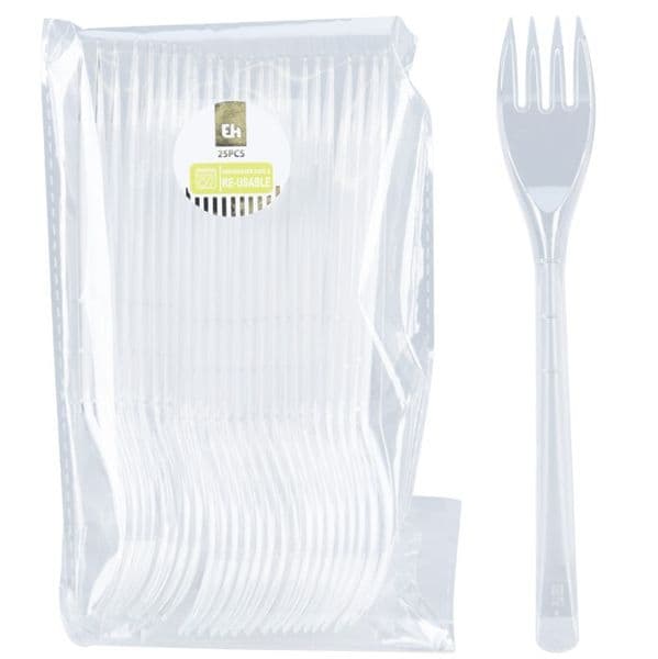 Gjenbrukbar Plastgaffel Klar 25pk