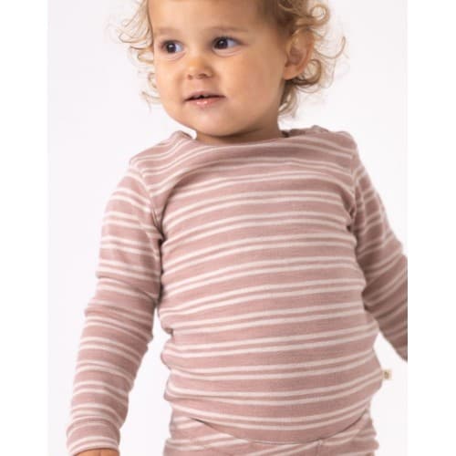 Stripete Body Med Knapper I 100% Merinoull, Oeko-tex® 80 Soft Rose/nature Melange