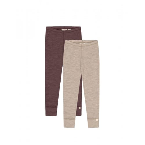 Leggings I 100% Merinoull, Oeko-tex®, 2-pak 122/128 Beige/plum Melange