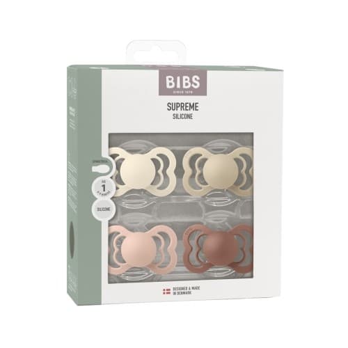 Bibs Supreme Smokker 4-pakning, Silikon, Str. 1 (0-6 Mnd.)