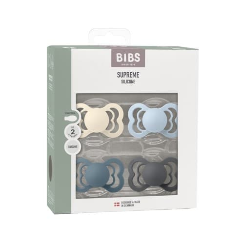 Bibs Supreme Smokker 4-pakning, Silikon, Str. 2 (6-16 Mnd.)