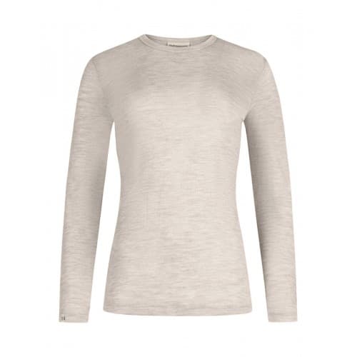Langermet T-skjorte Dame I 100% Merinoull, 1x1 Ribb Nature Melange M