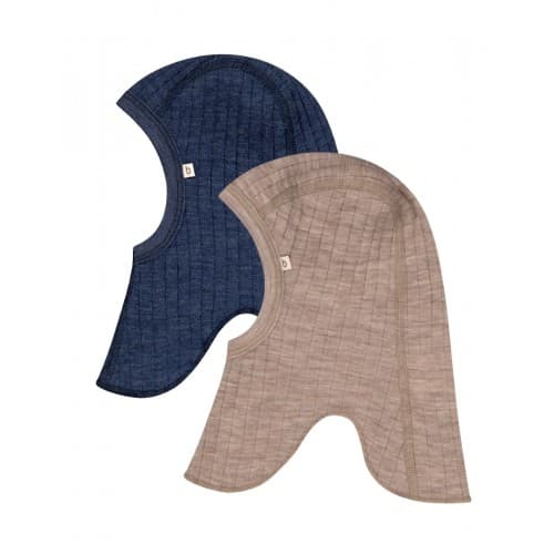 Ribbestrikket Balaklava I Tynn 100 % Merinoull, Oeko-tex®, 2-pak 50/56 Navy Melange