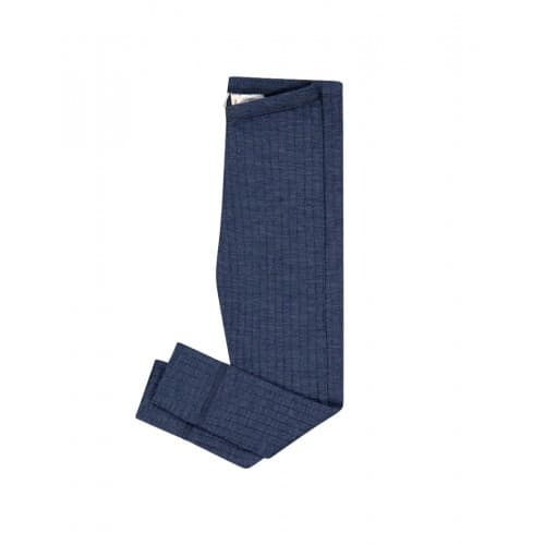 Ribbestrikkede Leggings I 100 % Merinoull, Oeko-tex® Navy Melange 122/128
