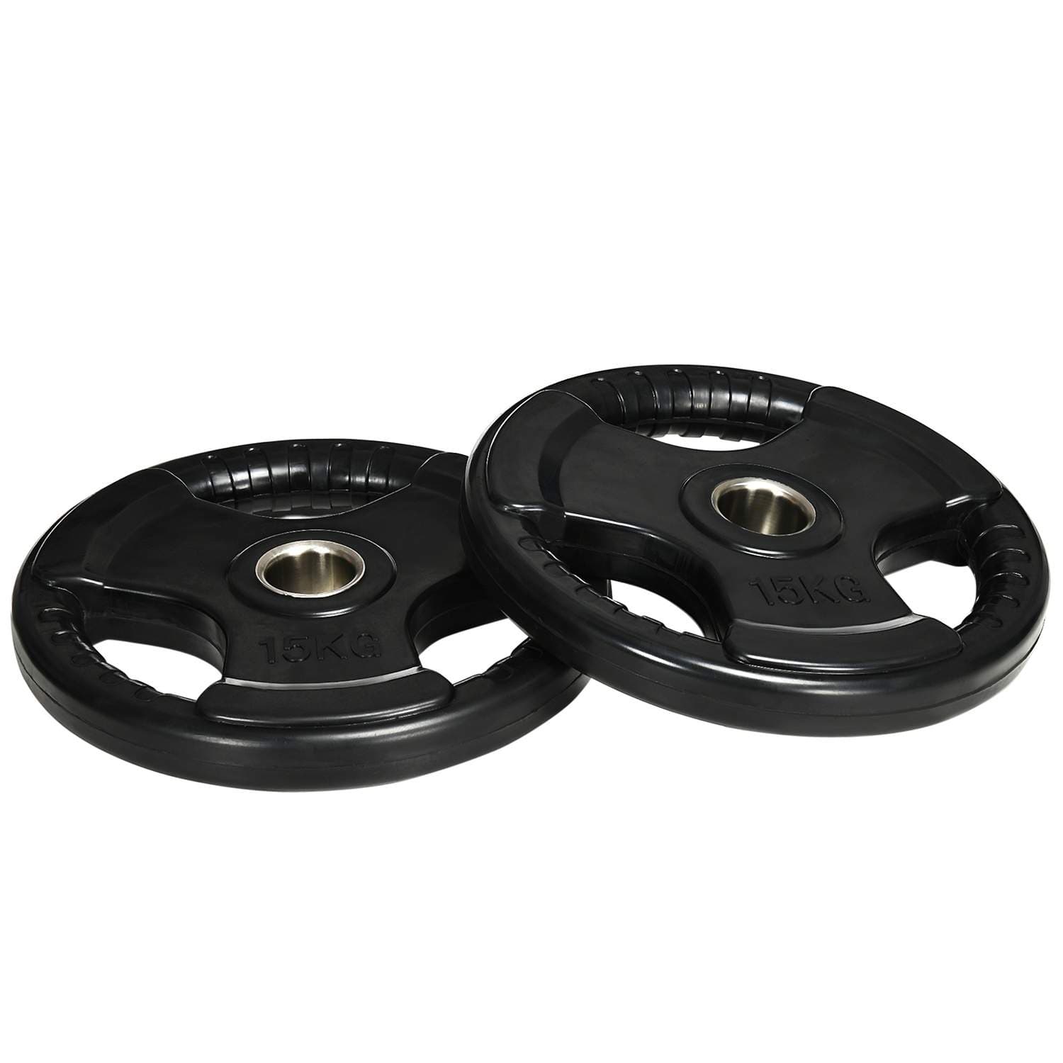 Gummibelagte vektskiver 2x15kg Tri-Grip for styrketrening