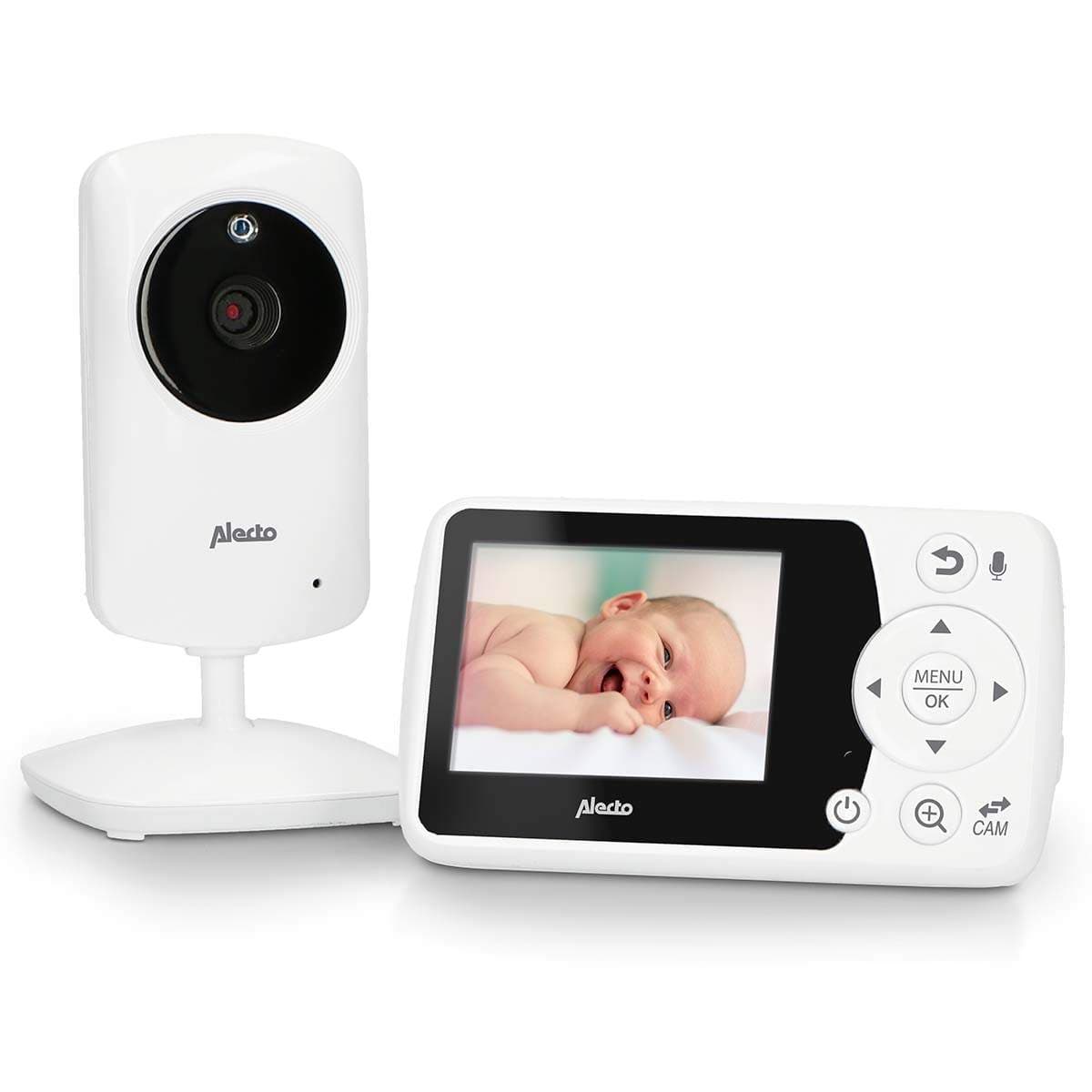 Babymonitor med kamera og 2,4" hvit fargeskjerm