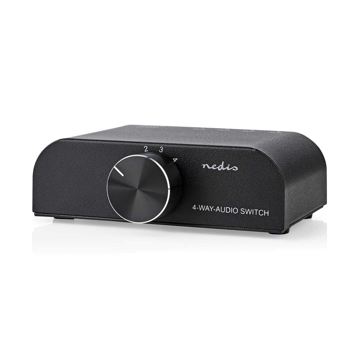 Analog Audio Switch | 4-Port port(s) | Koblingsinngang: 1x 3.5 mm Lyd inngang / 3x (2x RCA Hunn) | Koblingsutgang: 1x (2x RCA Hu