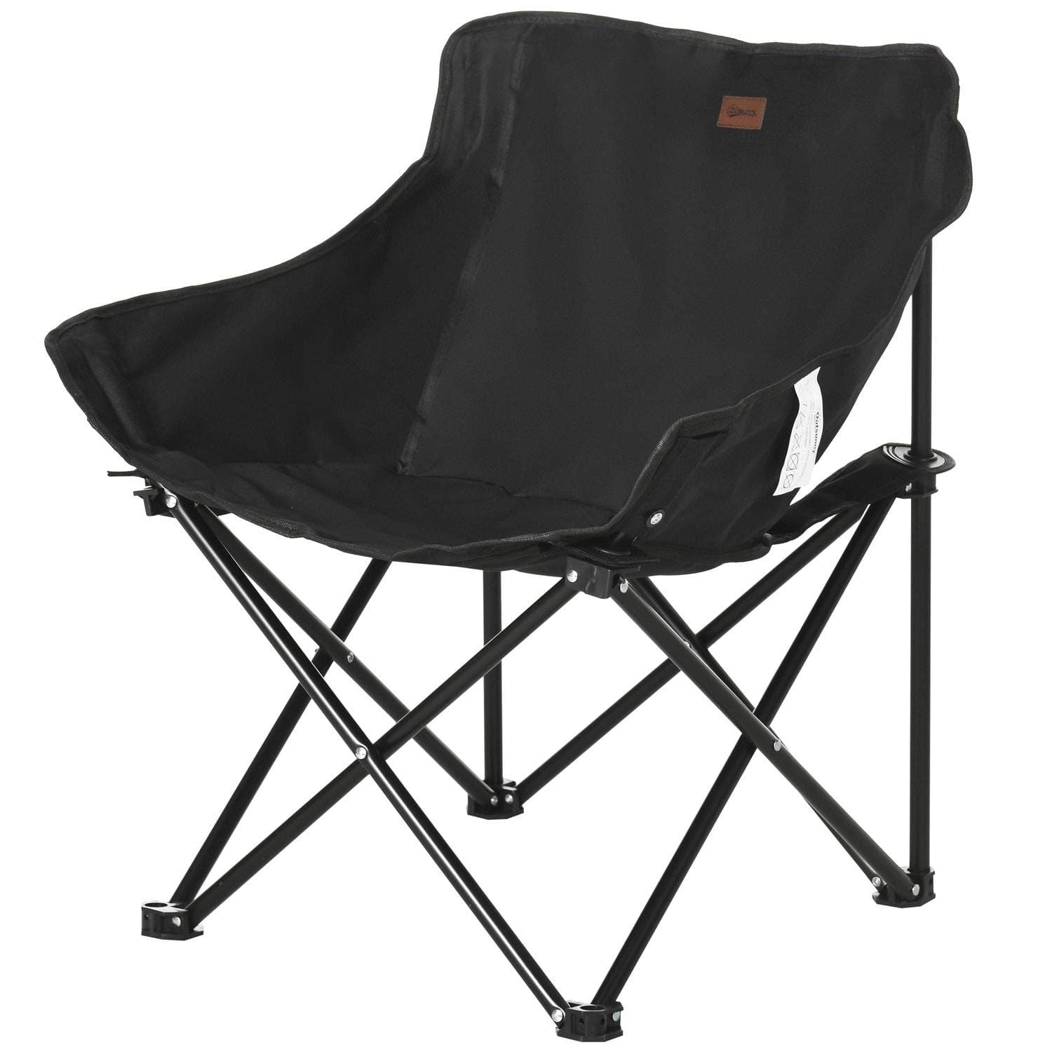 Campingstol Sammenleggbar hagestol med sidelomme stålben Sammenleggbar stol med bæreveske for Pool Beach Oxford Black