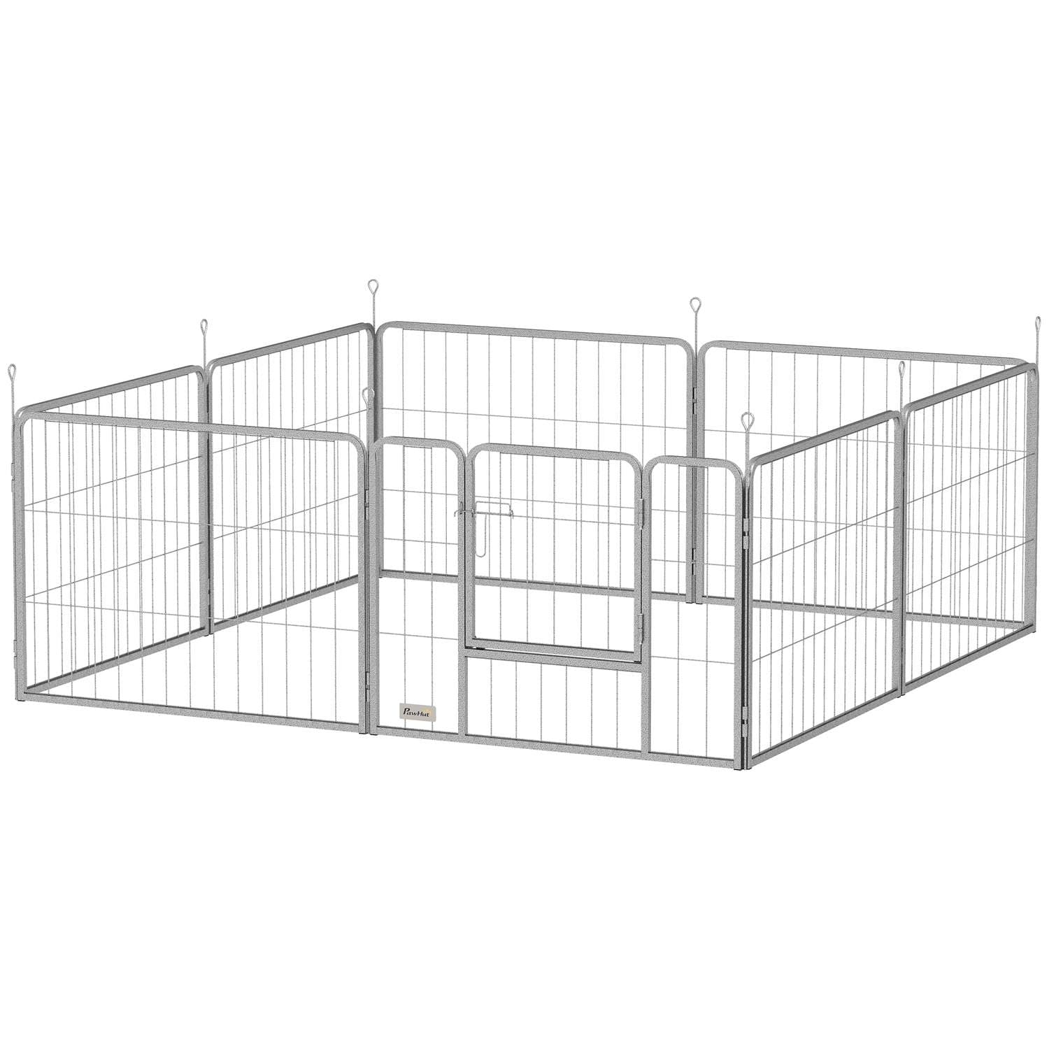 Valpeløp 60 cm høy, 8-delers lekegrind, valpegrind med belte og dør, utendørs innhegning for små til mellomstore hunder, marsvin