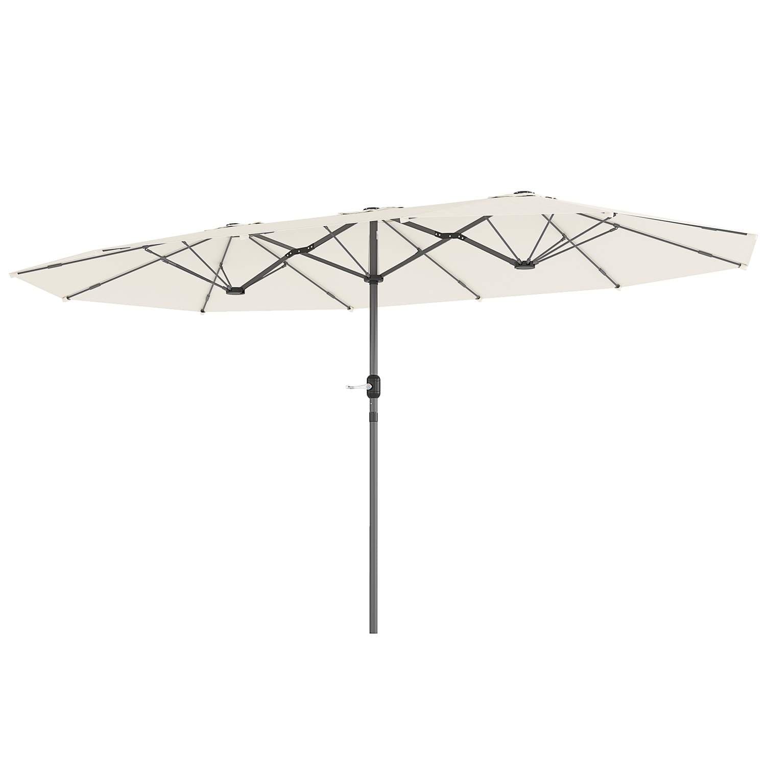 Dobbel Parasoll 436 x 260 cm, UV-beskyttelse Stål Parasoll med håndsveiv, Oval Balkong Paraply Strandparasoll Vindtett Stall Mar