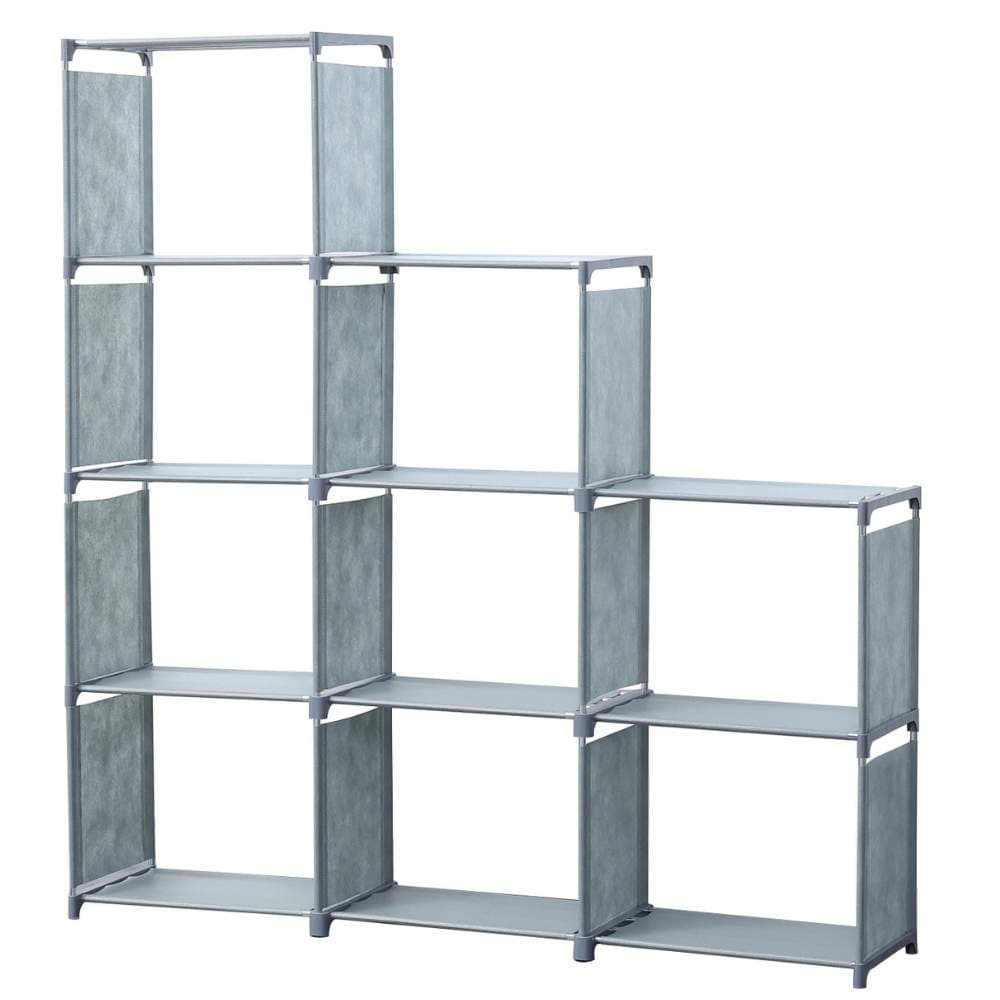 Herzberg HG-03633: 9-lags trappehylle Bokskap Oppbevaringsstativ (125x125cm) - Grå