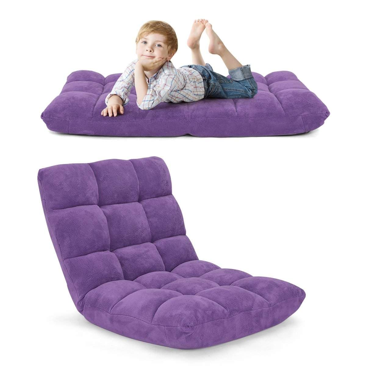 Gulvstol med justerbar rygg Gulvstol med ryggstøtte 105 x 59 x 15 cm lilla