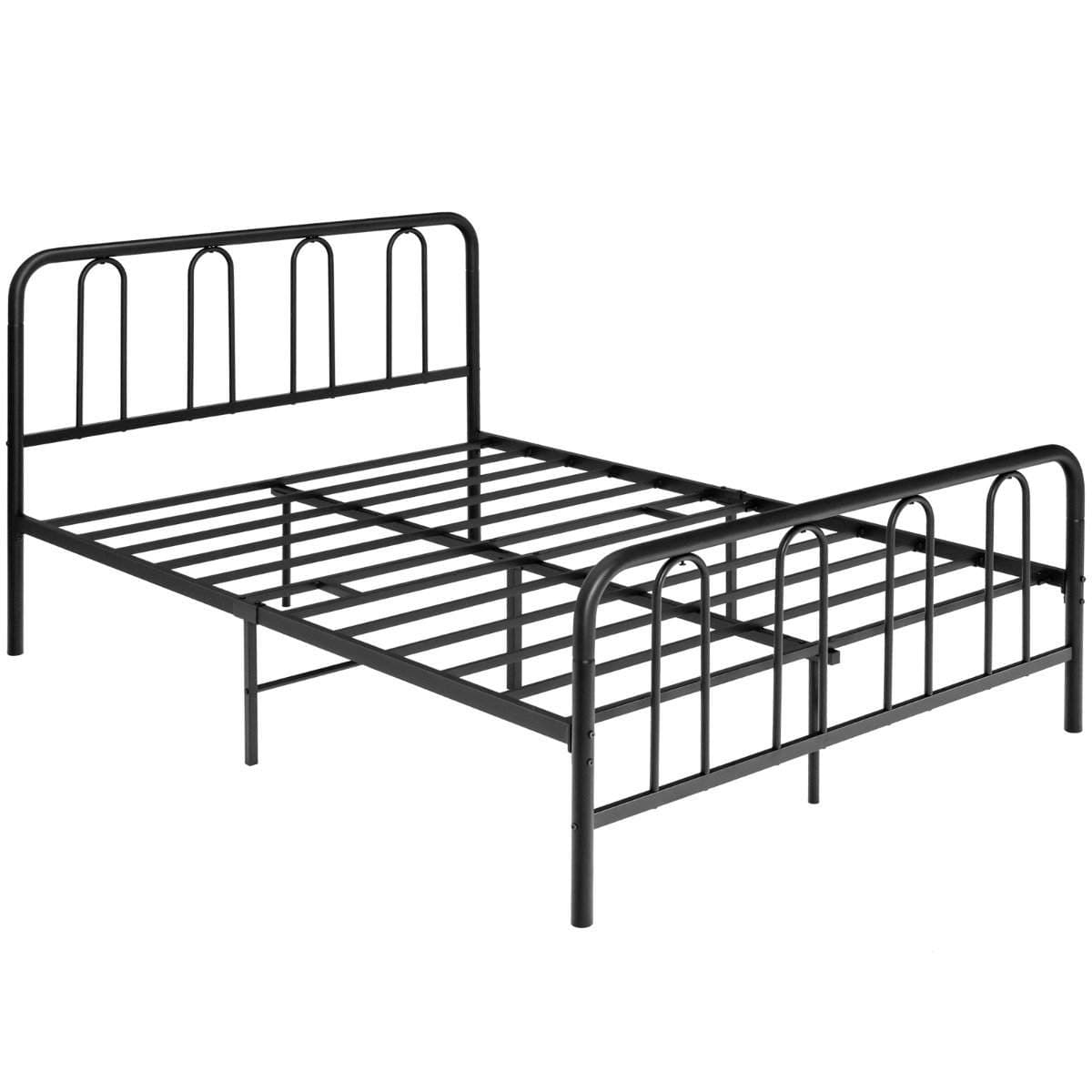 Sengeramme i metall med sengegavl og fotbrett Moderne plattformseng 209 x 144 x 101 cm Svart