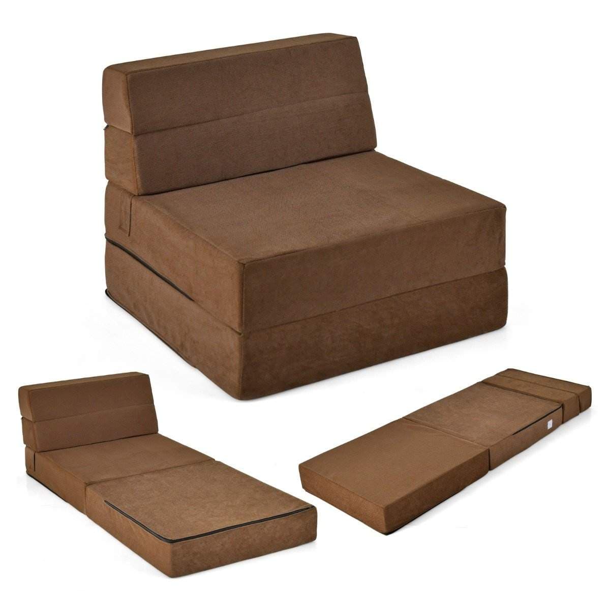 3 i 1 sammenleggbar sovesofa med vaskbart trekk ekstra tykt skum (15 cm) brun