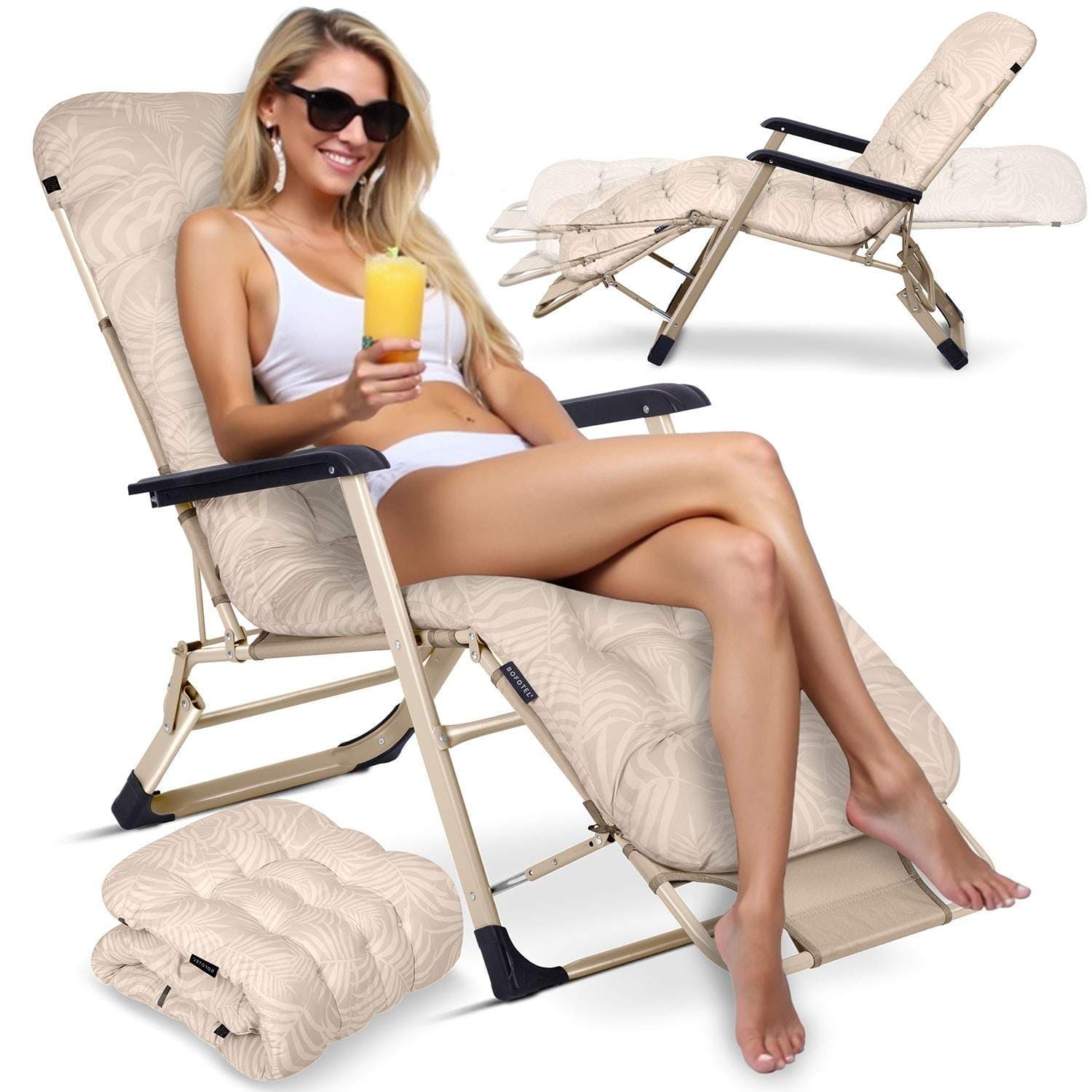 Sammenleggbar hageseng med pute Sofotel ChillWell beige