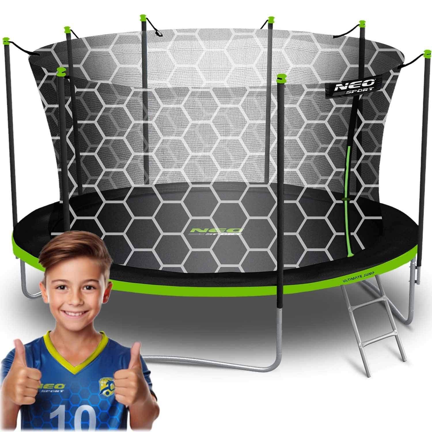 Hagetrampolin 15ft/465cm med innvendig nett og stige Neo-Sport