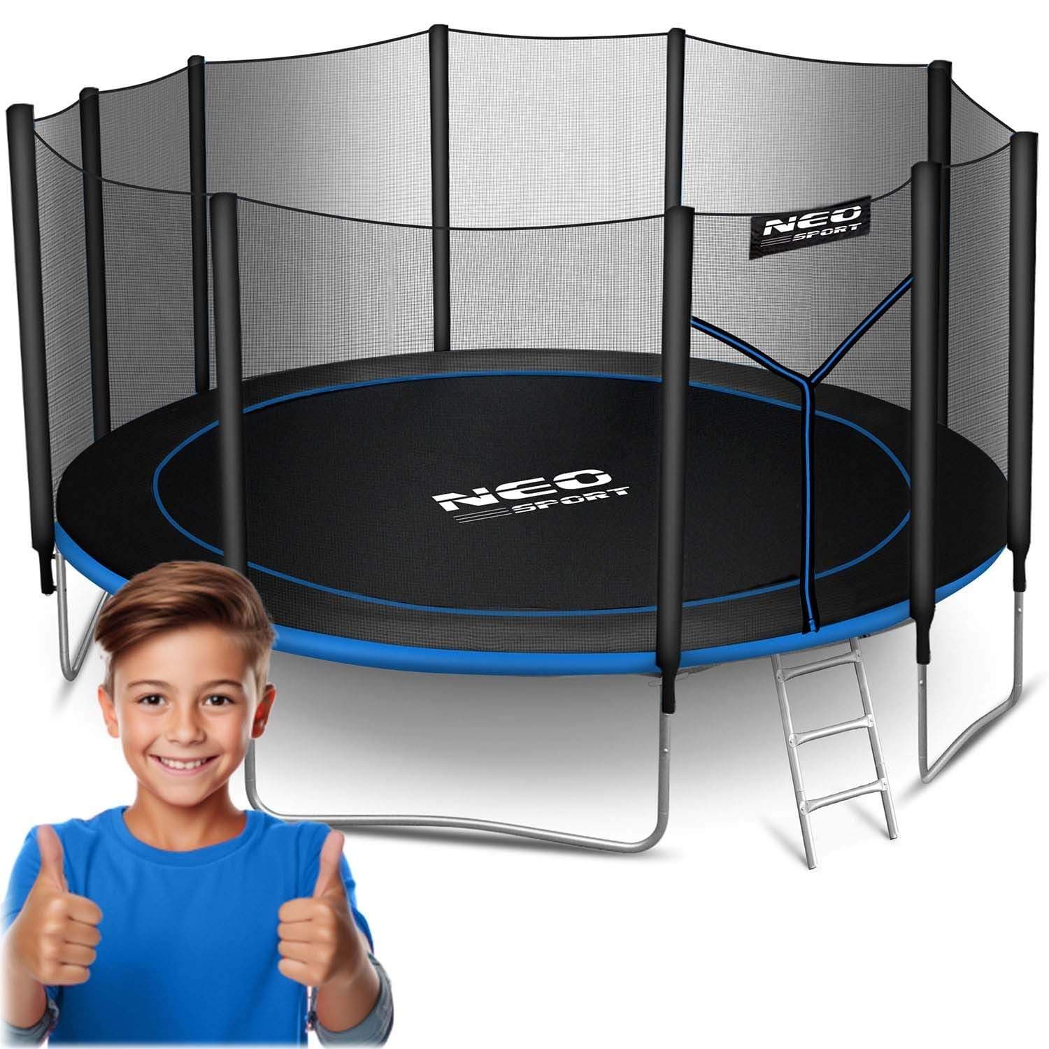 Hagetrampolin 15ft/465cm med utendørs nett og stige Neo-Sport