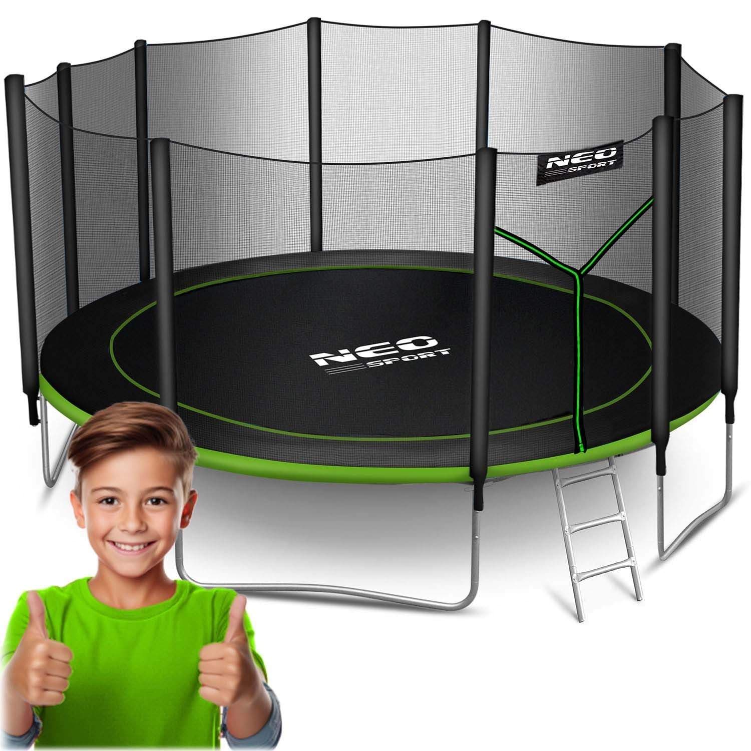 Hagetrampolin 15ft/465cm med utendørs nett og stige Neo-Sport