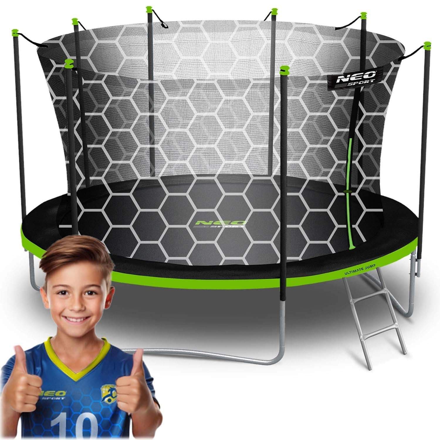 Hagetrampolin 14ft/435cm med innvendig nett og stige Neo-Sport