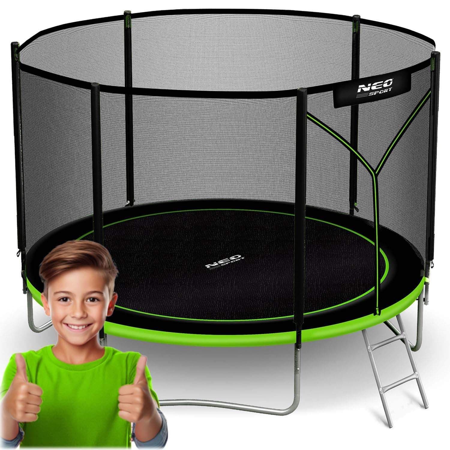 Hagetrampolin 8ft/252cm med utendørsnett og stige Neo-Sport
