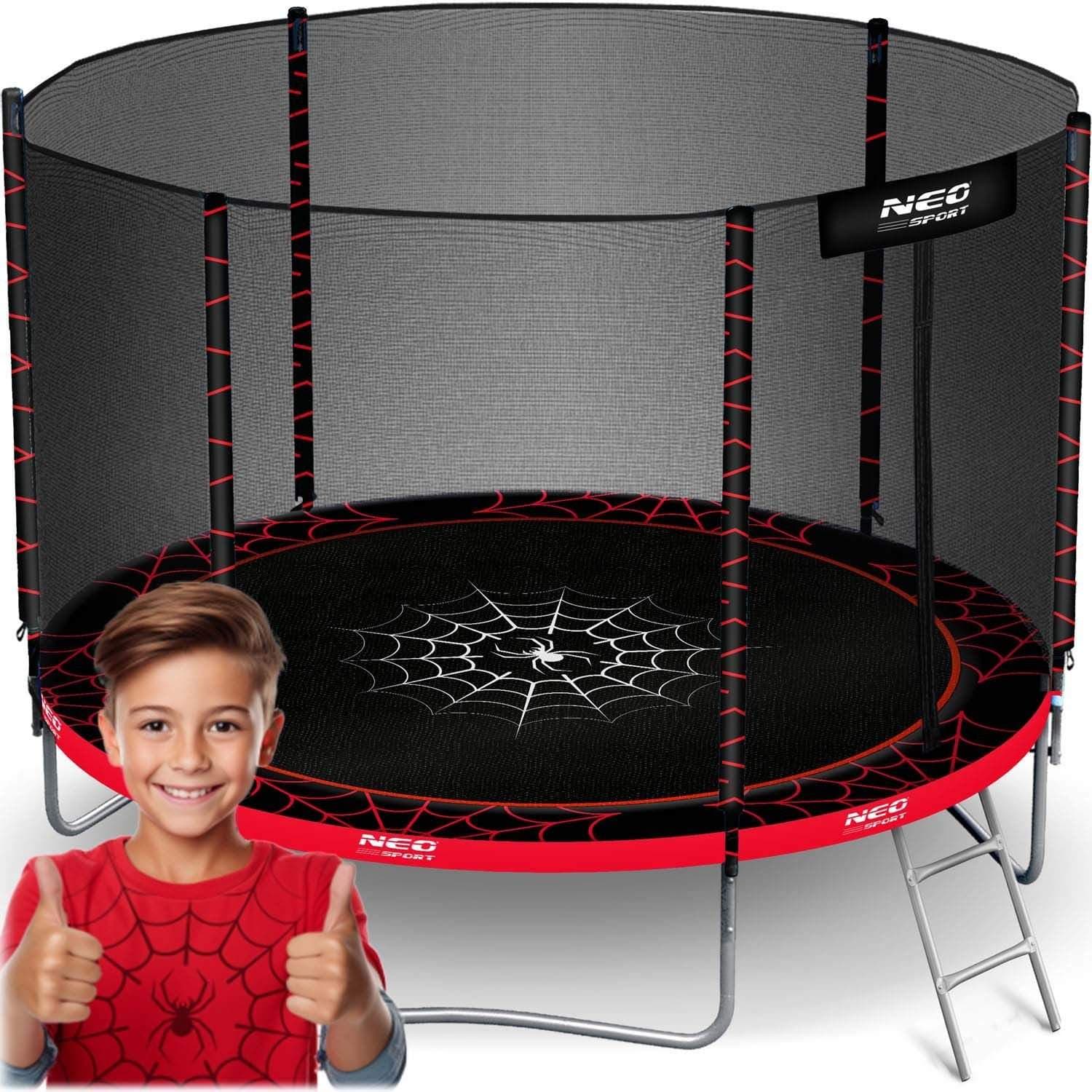Hagetrampolin 8ft/252cm med utendørsnett og stige Neo-Sport
