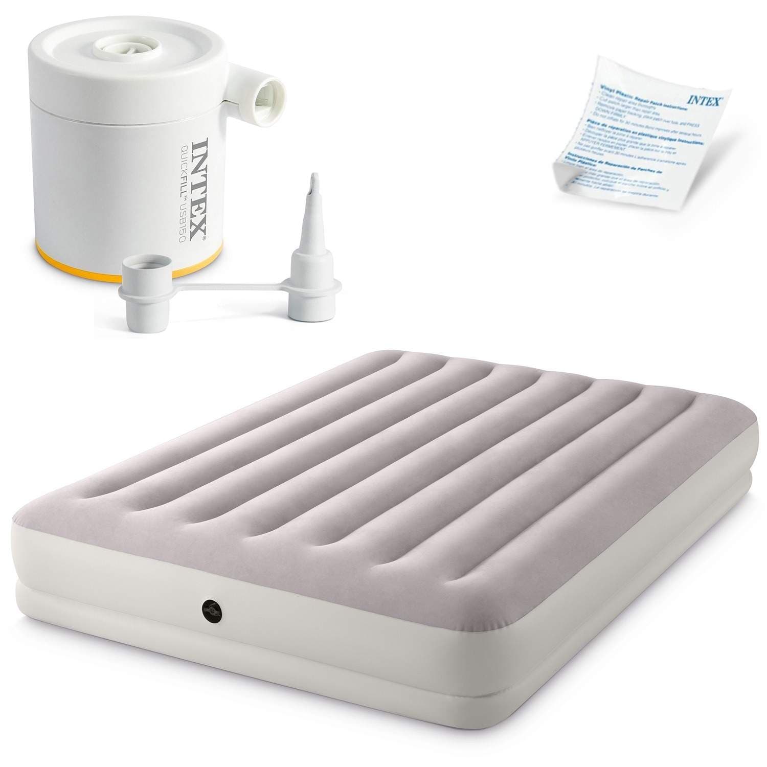 Oppblåsbar madrass 203x152x30 cm med elektrisk pumpe INTEX 64179