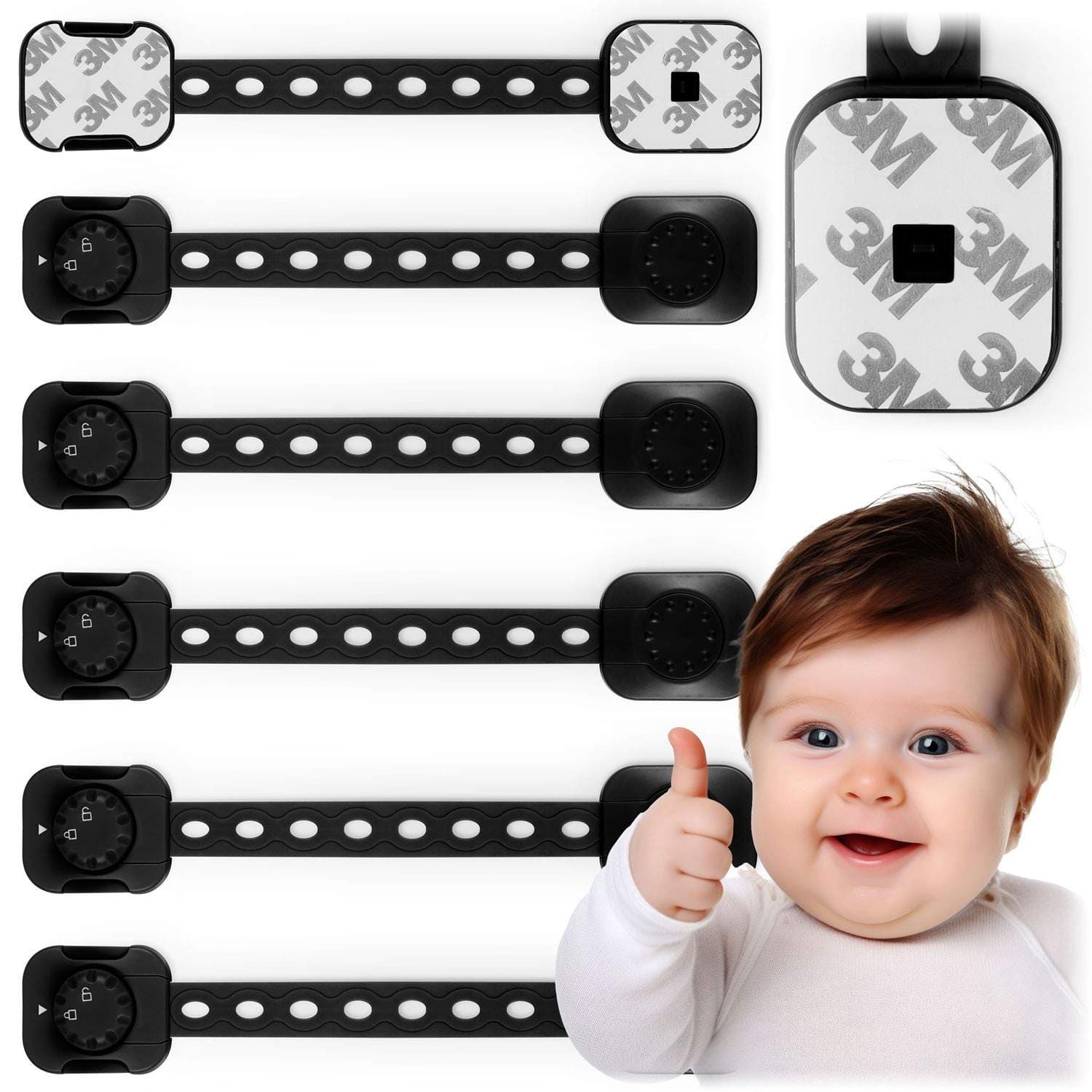 Sikkerhetslås for skap Ricokids 798202, 6-pakning, Sort