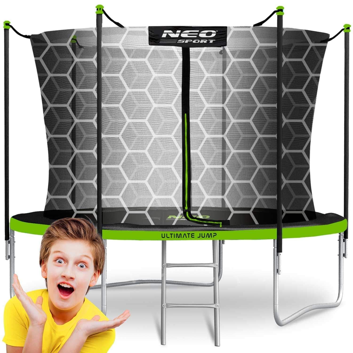 Hagetrampolin 8ft/252cm med innernett og stige fra Neo-Sport