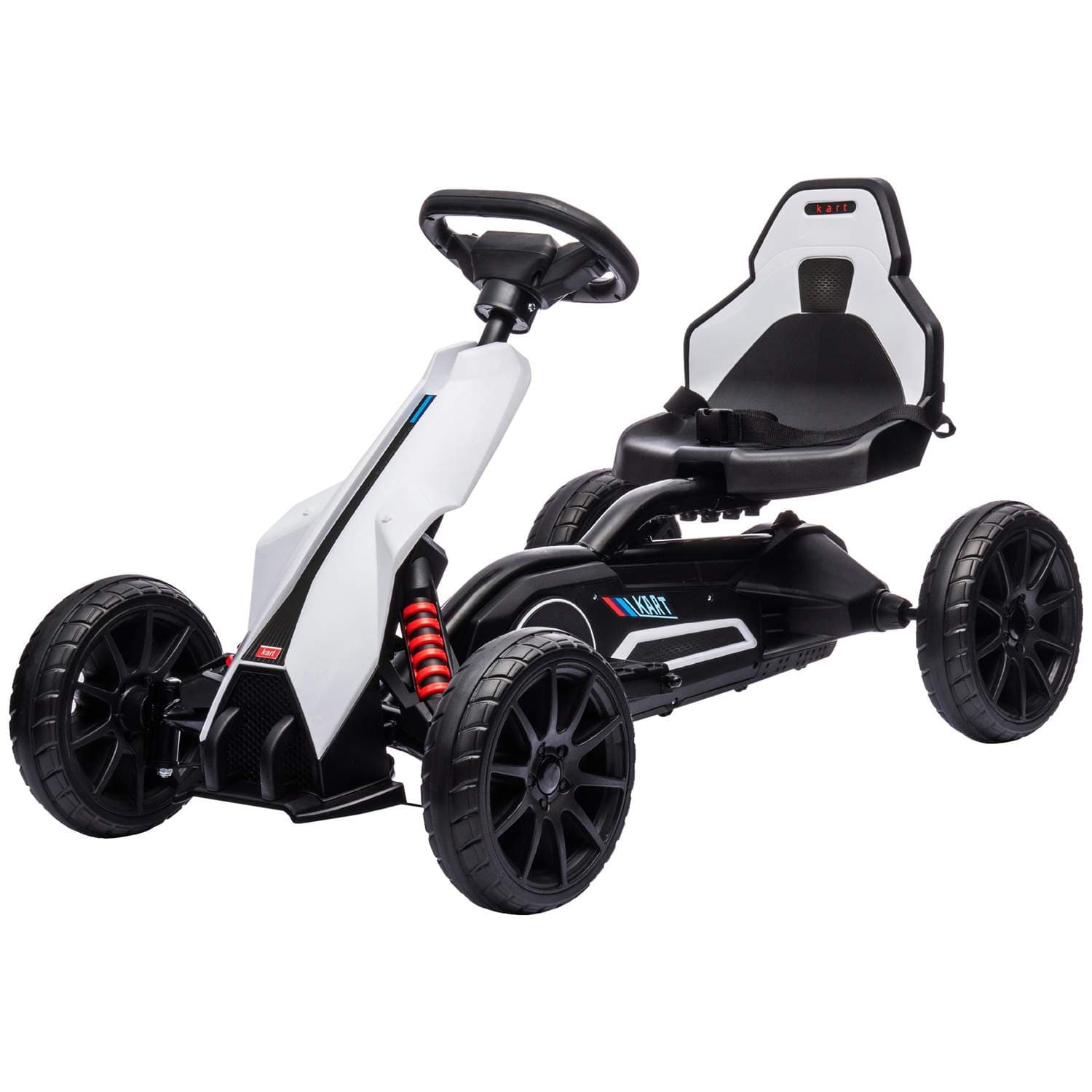 Elektrisk gokart for barn 12 V 3-5 km/t driftkart med 2-veis justerbar modus, sikkerhetsbelte, ratt, gokart barnekjøretøy for 3-
