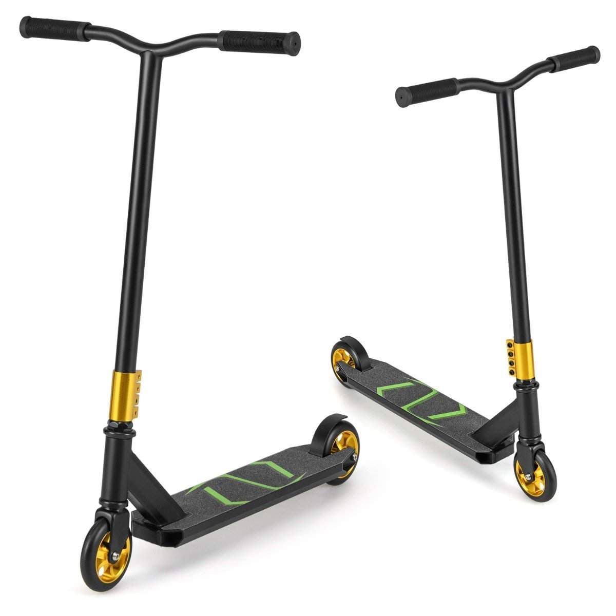 Stuntscooter med 360 styring & PU-hjul & Aluminium Deck Stunt Scooter Fun Scooter Svart