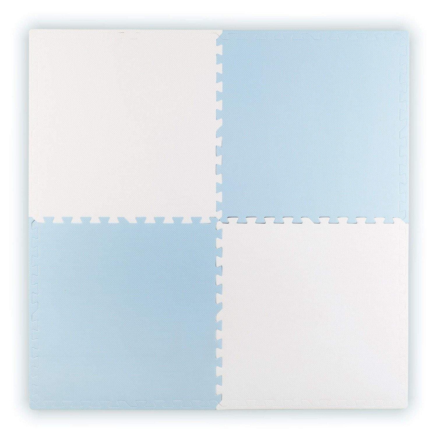 Ricokids stor puslespillmatte i skum 60x60 cm 4 stk blå og hvit