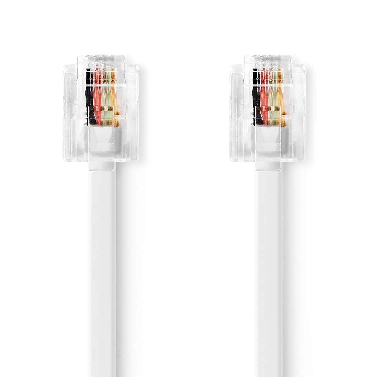 Telecom Cable | RJ11 Han | RJ11 Han | 5.00 m | Kabelutforming: Flatt | Plettering: Nikkel belagt | Kabeltype: RJ11 | Hvit