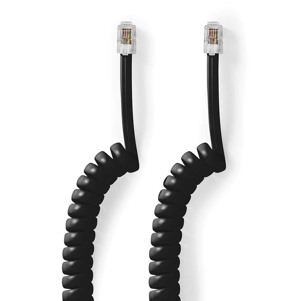 Telecom Cable | RJ10 Han | RJ10 Han | 2.00 m | Kabelutforming: Opprullet | Kabeltype: RJ10 | Sort