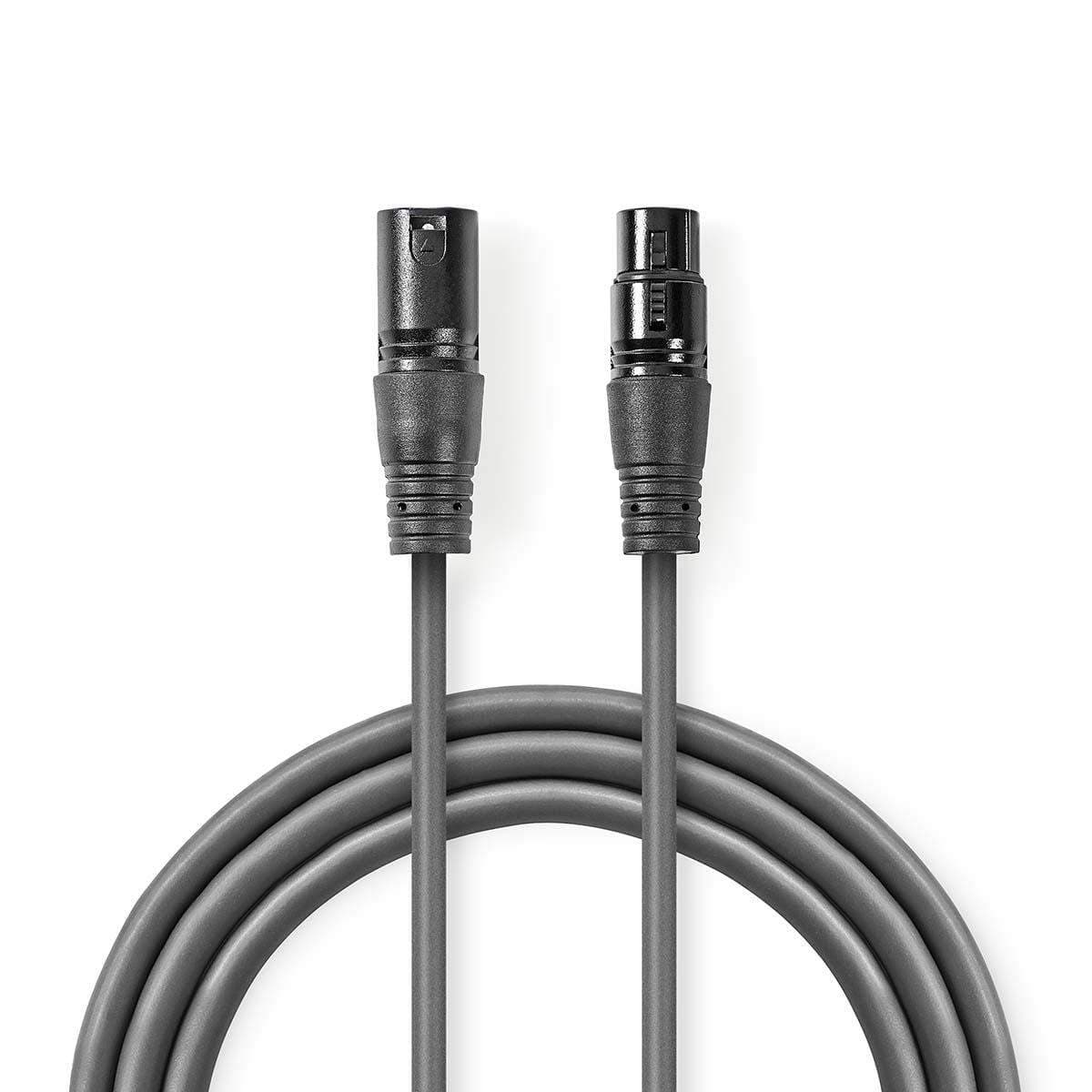 DMX Adapter Cable | XLR 3-Pin Han | XLR 3-Pin Hun | Nikkel belagt | 15.0 m | Rund | PVC | Mørk Grå | Gaveeske